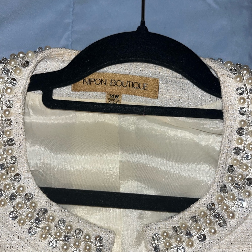 Nipon Boutique Ivory Embellished Jacket
